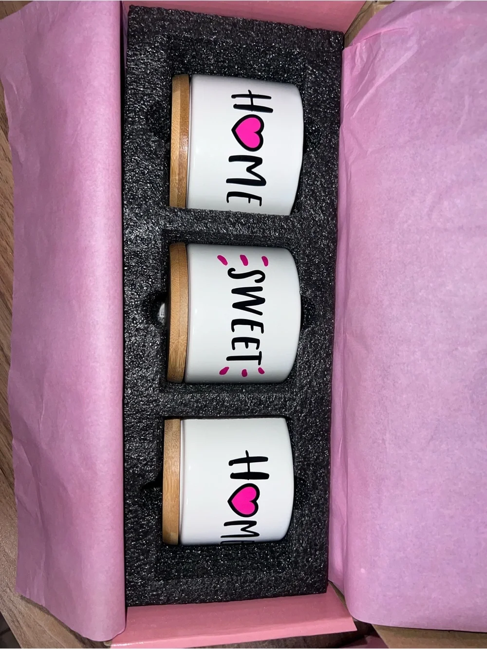 White Ceramic 'Home Sweet Home' Planter Set with Pink Heart Accents